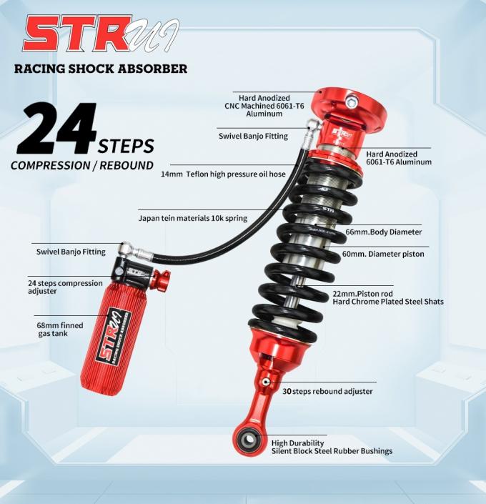 Adjustable Nitrogen Suspension ملف لولبي Shock for Toyota Prado - full assembly