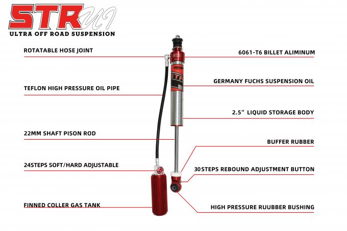 Adjustable Nitrogen Suspension ملف لولبي Shock for Toyota Prado - technical specifications label